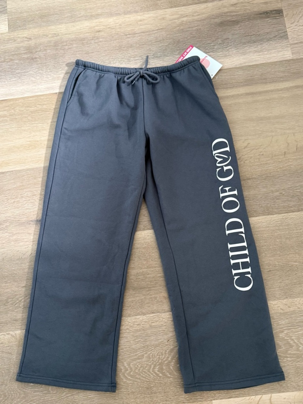 Wide leg NWT Sweatpants Charcoal Gray ‘Child of God' Size Large